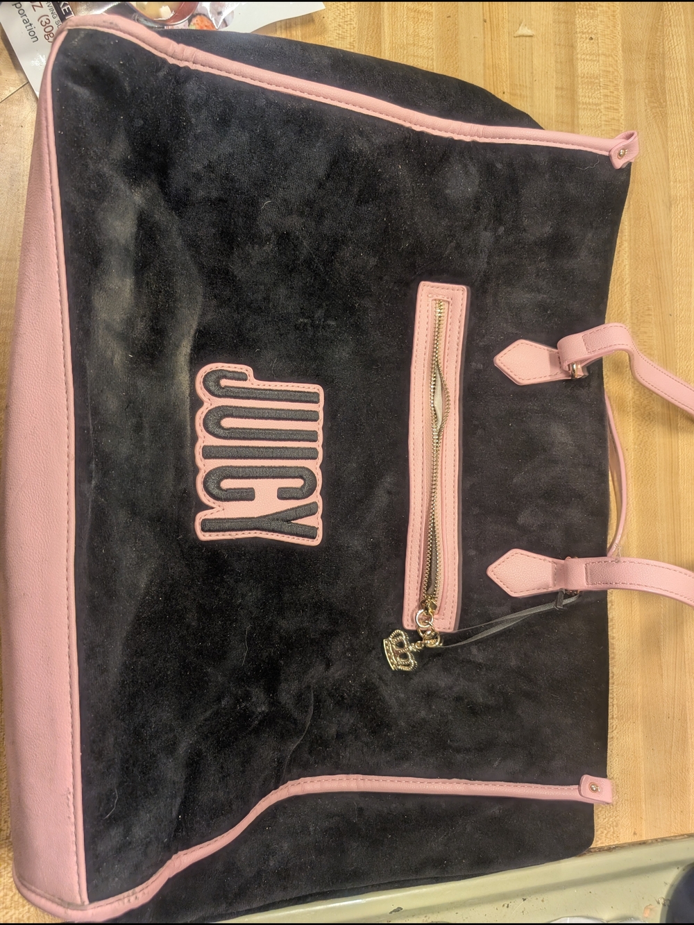 Juicy Couture Black & Pink Suede Tote Bag